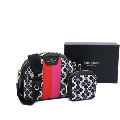 KATE SPADE || Spade Flower Jacquard Stripe Addy Medium Dome Crossbody - FASHION MYST 