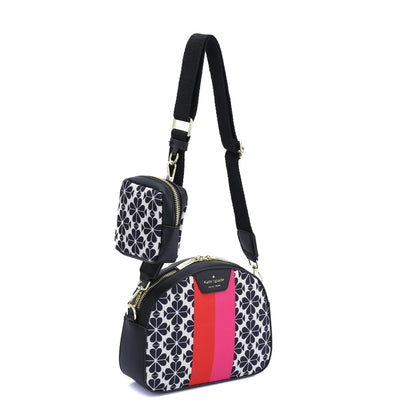 KATE SPADE || Spade Flower Jacquard Stripe Addy Medium Dome Crossbody - FASHION MYST 