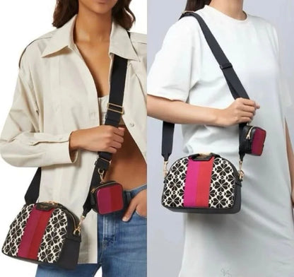 KATE SPADE || Spade Flower Jacquard Stripe Addy Medium Dome Crossbody - FASHION MYST 