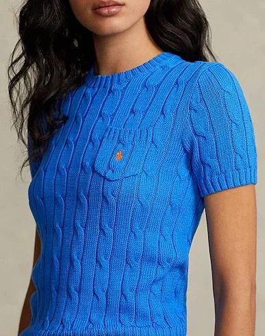 RALPH LAUREN || Cabel Wool Cashmere Short Sleeve Jumper For Women /Blue - FASHION MYST 