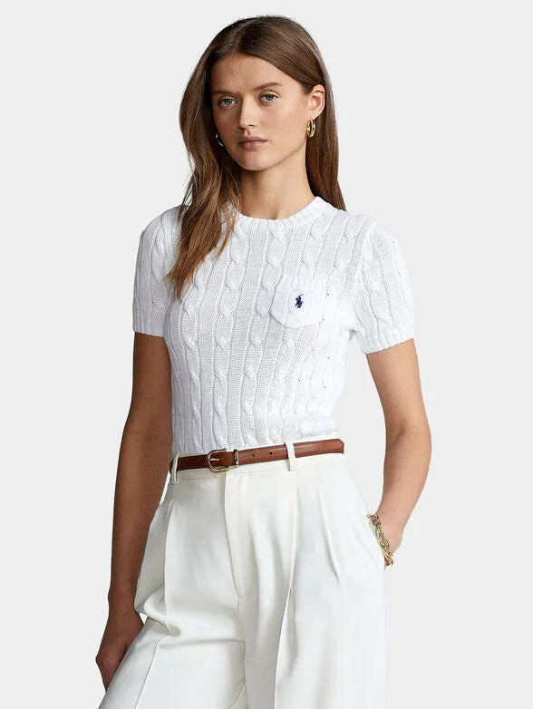 RALPH LAUREN || Cabel Wool Cashmere Short Sleeve Jumper For Women / WHITE - FASHION MYST 