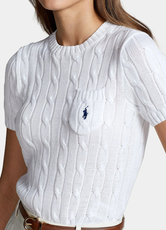 RALPH LAUREN || Cabel Wool Cashmere Short Sleeve Jumper For Women / WHITE - FASHION MYST 