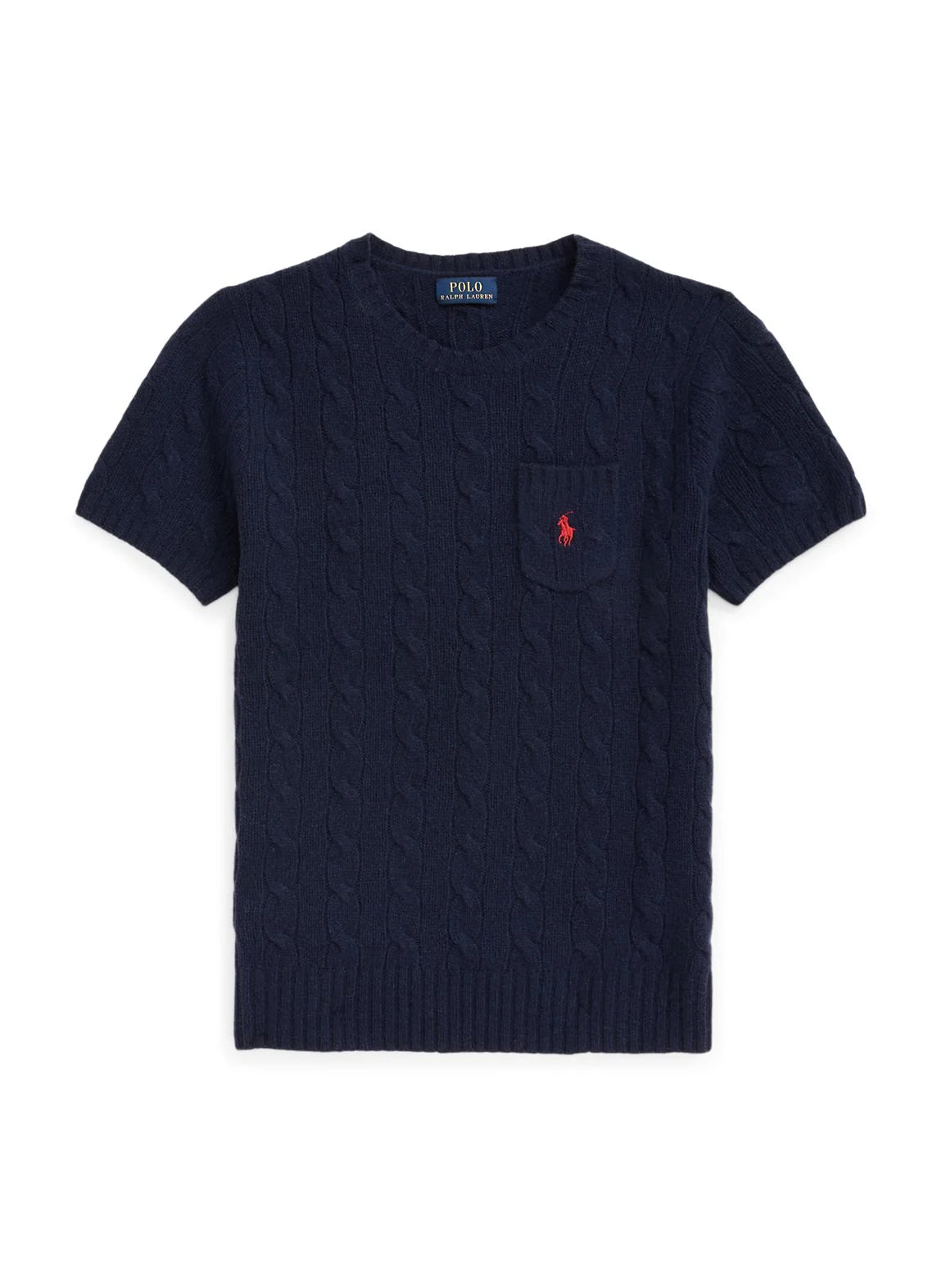 RALPH LAUREN || Cabel Wool Cashmere Short Sleeve Jumper For Women / BLUE - FASHION MYST 