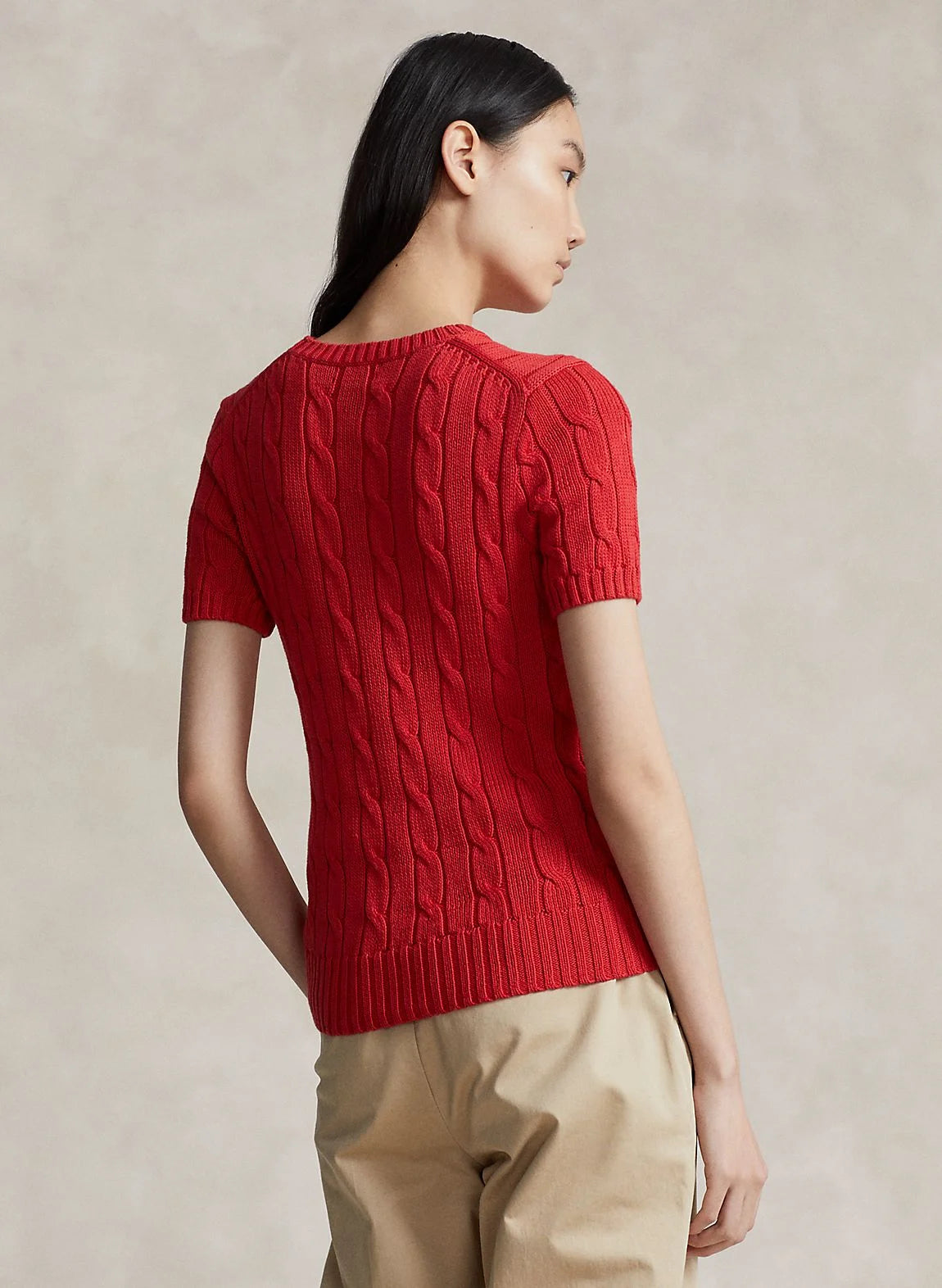 RALPH LAUREN || Cabel Wool Cashmere Short Sleeve Jumper For Women / Red - FASHION MYST 