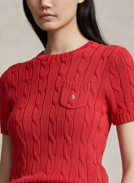 RALPH LAUREN || Cabel Wool Cashmere Short Sleeve Jumper For Women / Red - FASHION MYST 