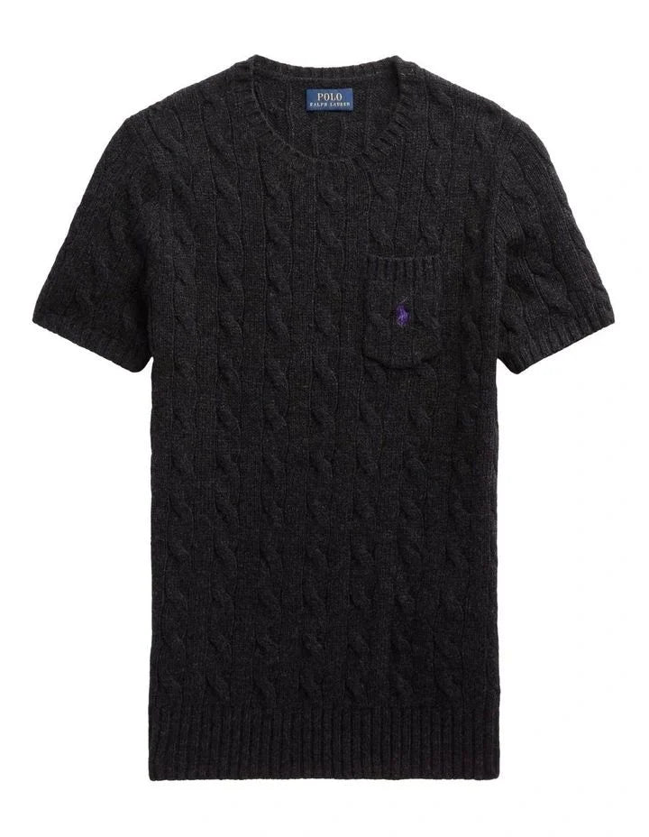 RALPH LAUREN || Cabel Wool Cashmere Short Sleeve Jumper For Women / BLACK - FASHION MYST 