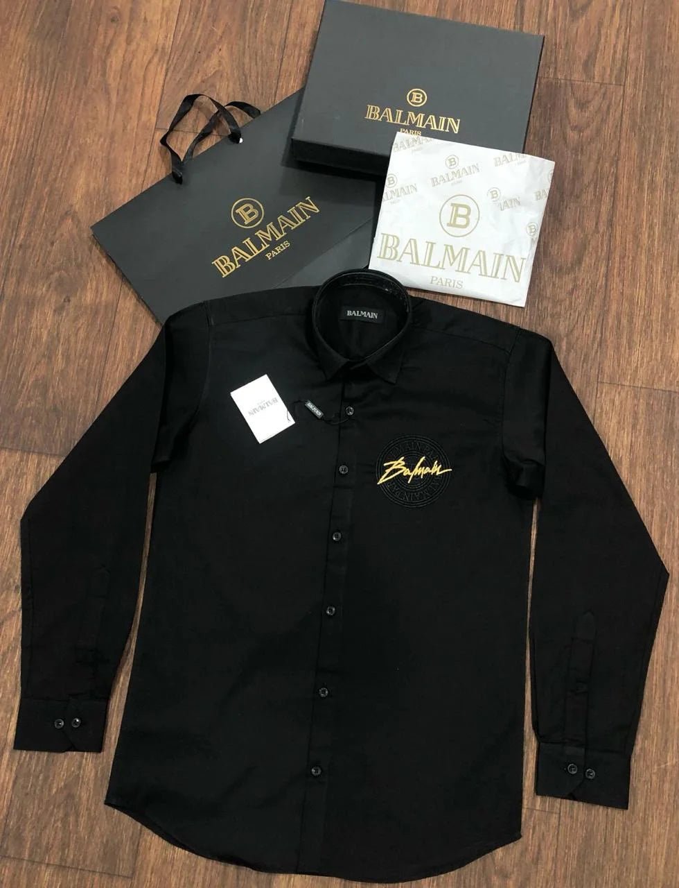 BALMAIN || Signature Logo Patch Shirt For Men - FASHION MYST 