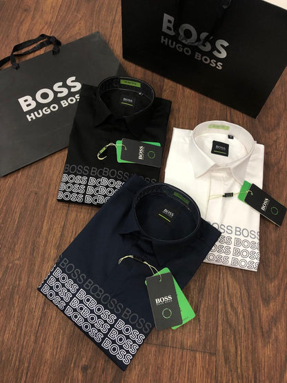 HUGO BOSS || Button-Down Collar Cotton Shirt - FASHION MYST 