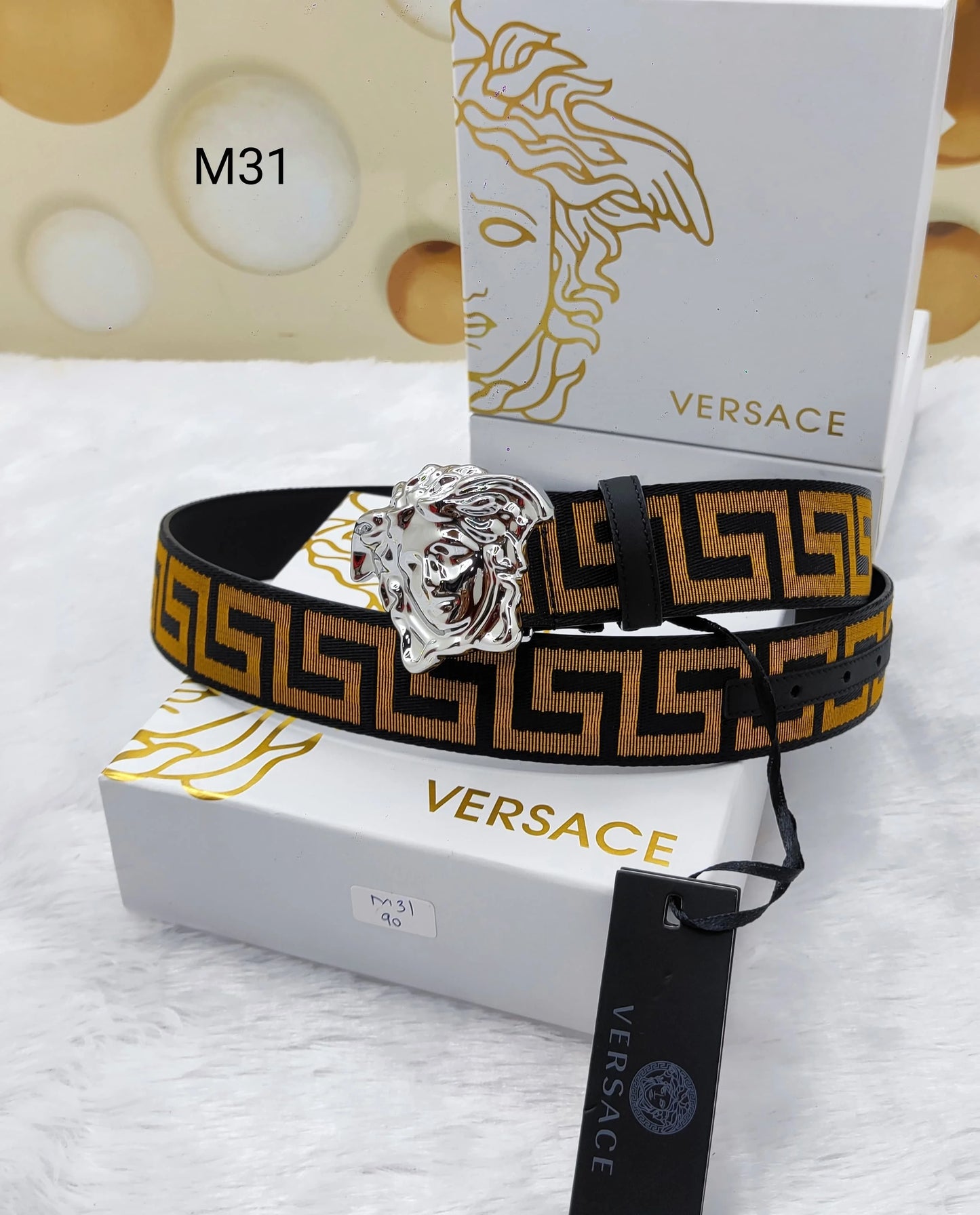 VERSACE || Medusa Buckle Woven Belt - FASHION MYST 