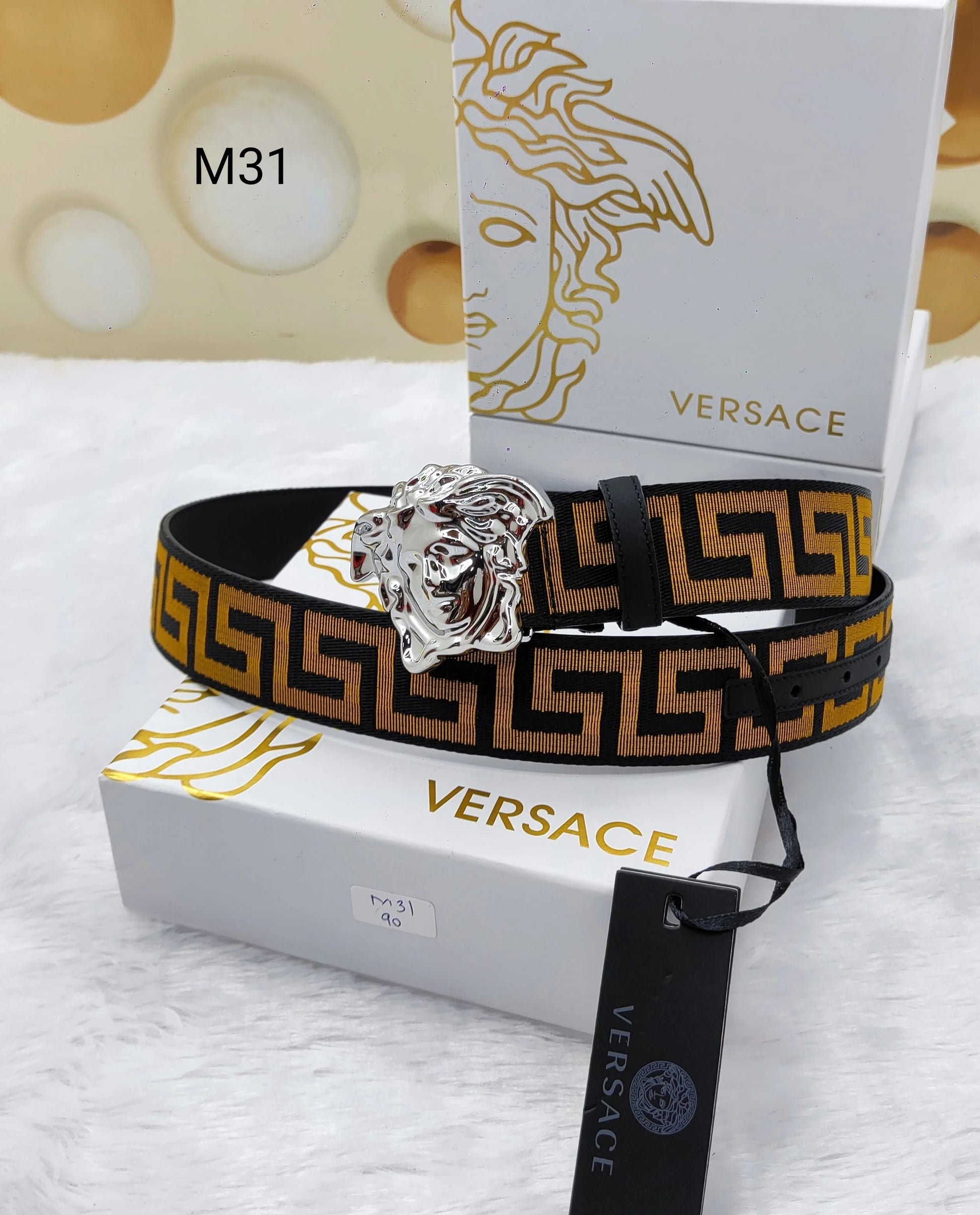 VERSACE || Medusa Buckle Woven Belt - FASHION MYST 