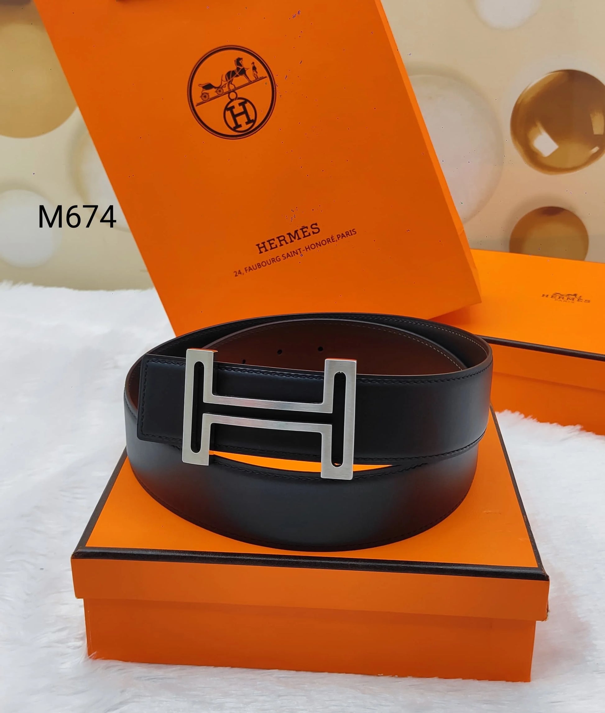 HERMES Stylish H Pattern Leather Strap Belt For Men FASHION MYST