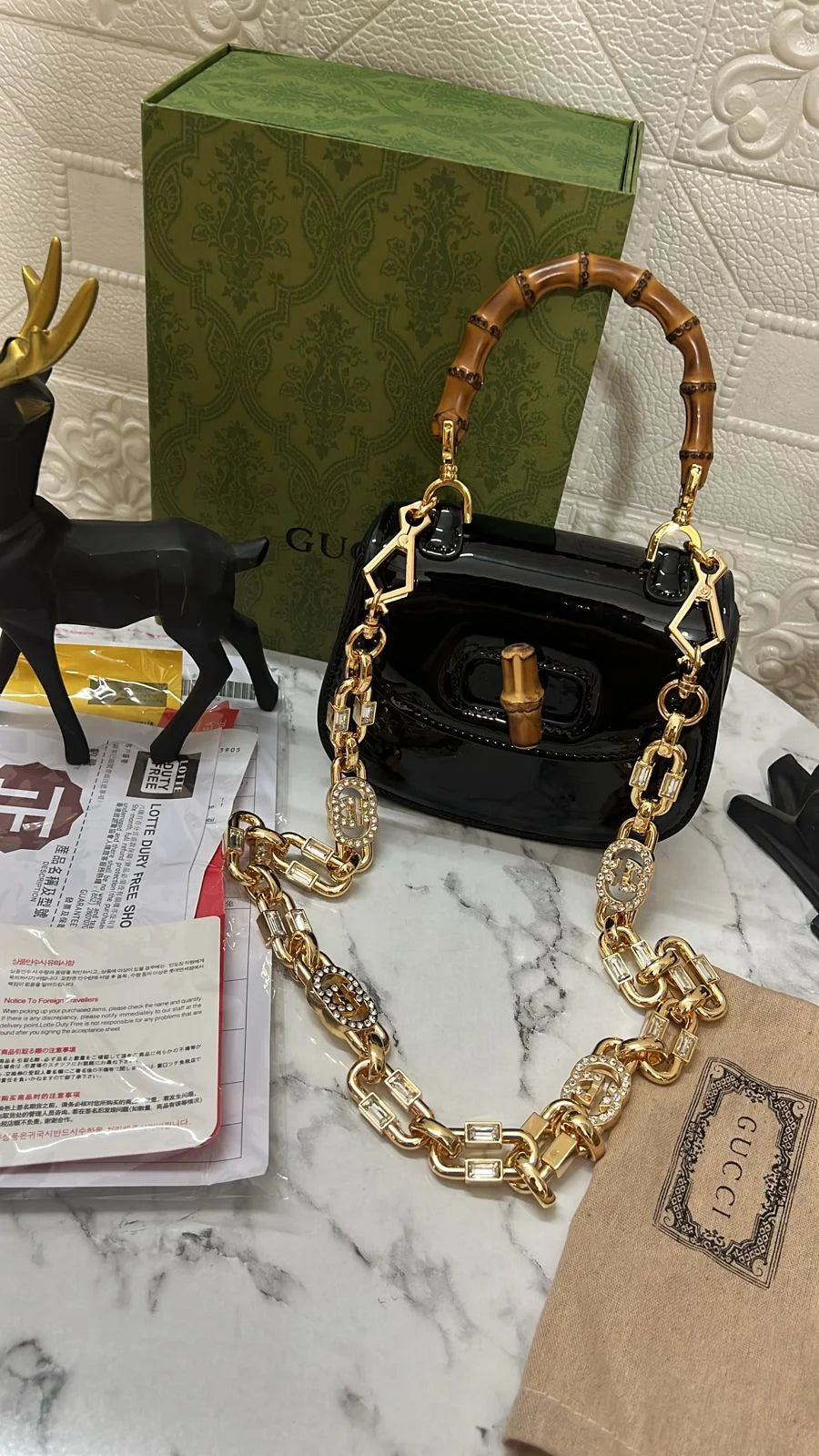 GUCCI || BAMBOO 1947 MINI TOP BLACK HANDLE BAG - FASHION MYST 