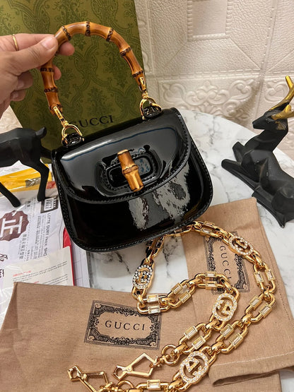 GUCCI || BAMBOO 1947 MINI TOP BLACK HANDLE BAG - FASHION MYST 