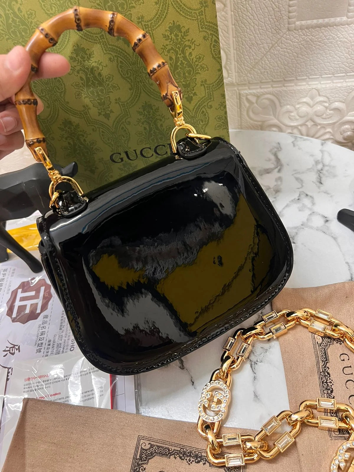 GUCCI || BAMBOO 1947 MINI TOP BLACK HANDLE BAG - FASHION MYST 