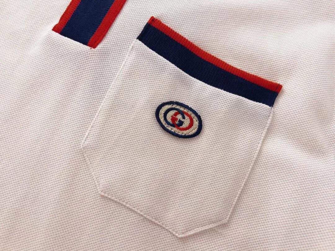 GUCCI || Men's White Interlocking G Cotton Piquet Polo - FASHION MYST 