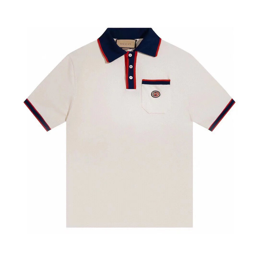 GUCCI || Men's White Interlocking G Cotton Piquet Polo - FASHION MYST 