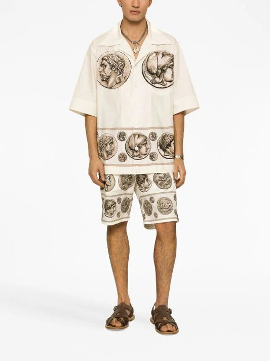 Dolce & Gabbana || Coin-Print Tailored Shirt & Shorts - FASHION MYST 