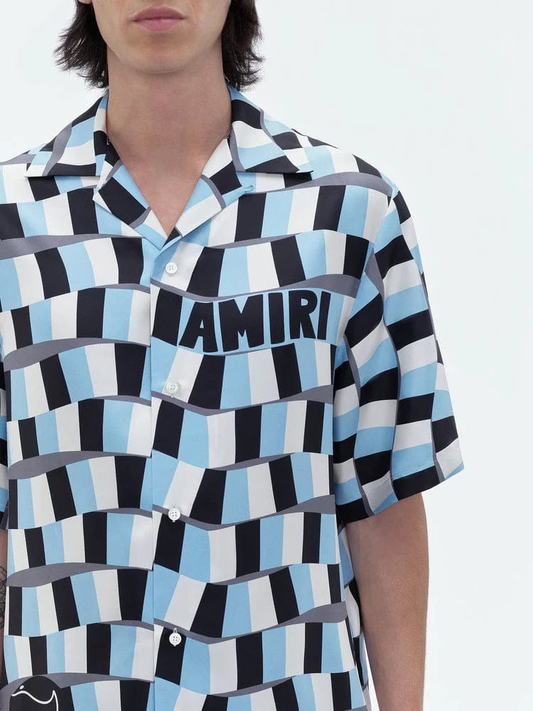 AMIRI || Snake Checker Silk Bowling Shirt & Short - FASHION MYST 