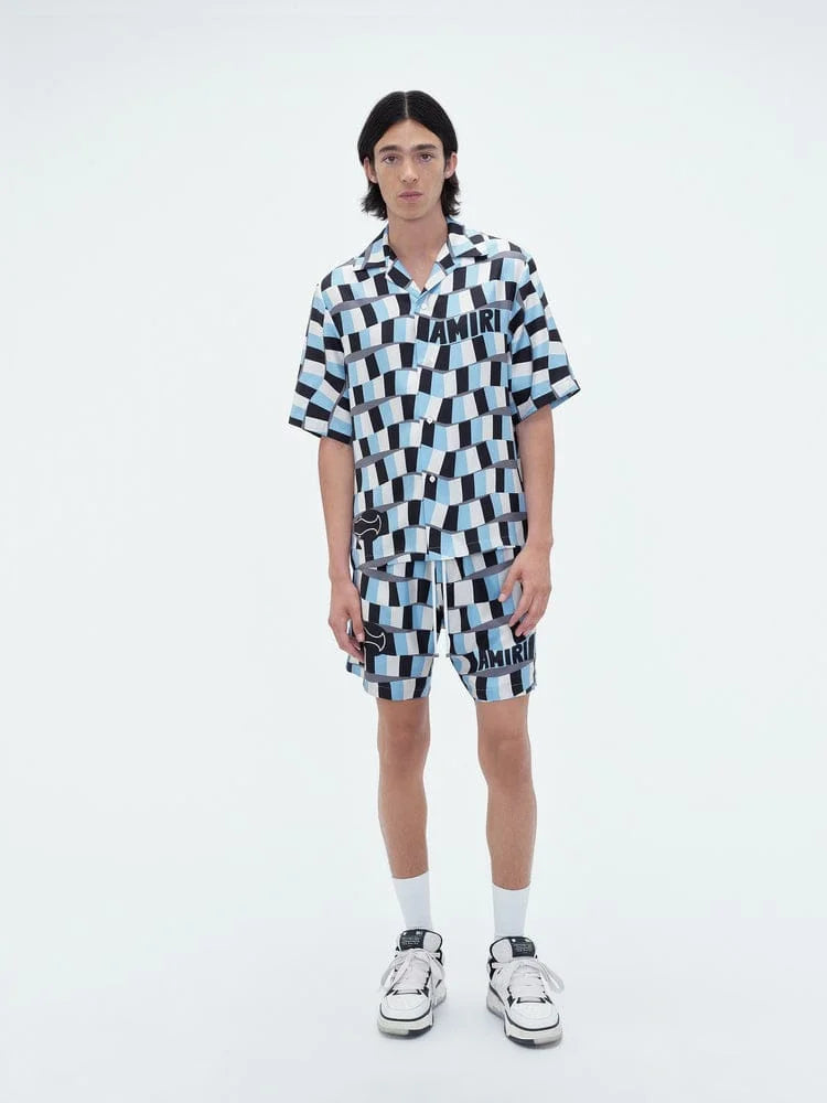 AMIRI || Snake Checker Silk Bowling Shirt & Short - FASHION MYST 