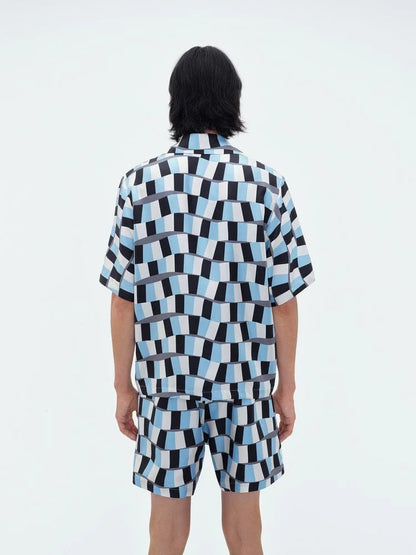 AMIRI || Snake Checker Silk Bowling Shirt & Short - FASHION MYST 