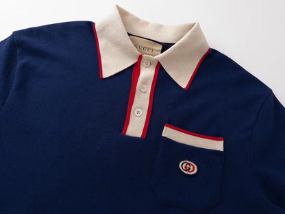 GUCCI || Logo-Patch Short-Sleeve Polo Shirt - FASHION MYST 