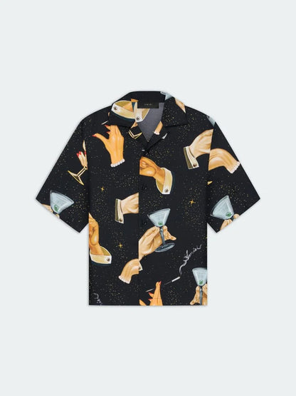 AMIRI || CHAMPAGNE PRINT BOWLING SHIRT - FASHION MYST 