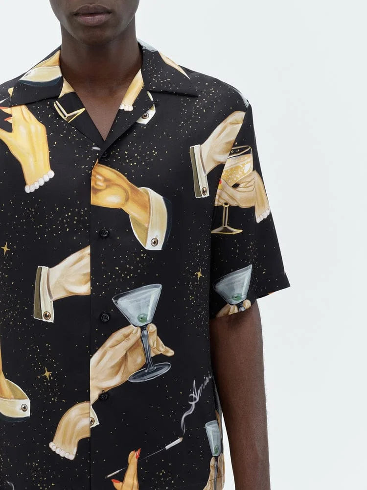 AMIRI || CHAMPAGNE PRINT BOWLING SHIRT - FASHION MYST 