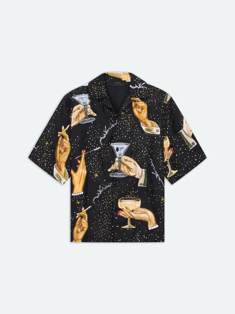 AMIRI || CHAMPAGNE PRINT BOWLING SHIRT - FASHION MYST 