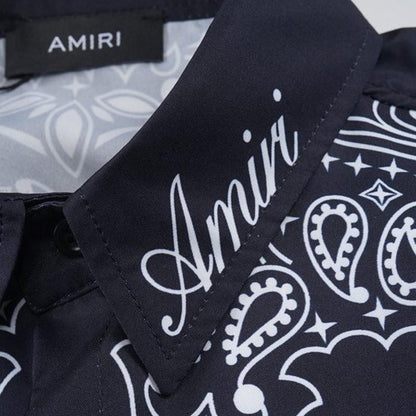 AMIRI || COTTON BANDANA SS POLO BLACK SHIRT - FASHION MYST 