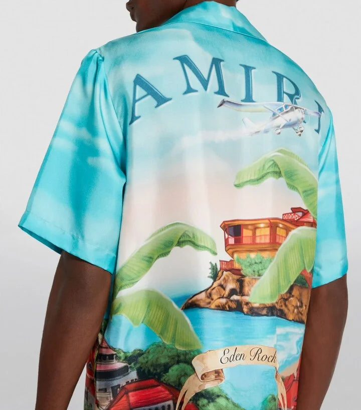 AMIRI || Eden Rock Bowling Print Silk shirt - FASHION MYST 