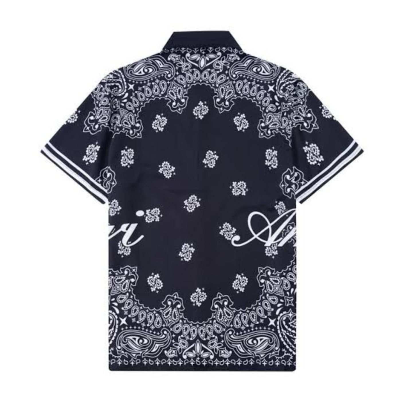 AMIRI || COTTON BANDANA SS POLO BLACK SHIRT - FASHION MYST 