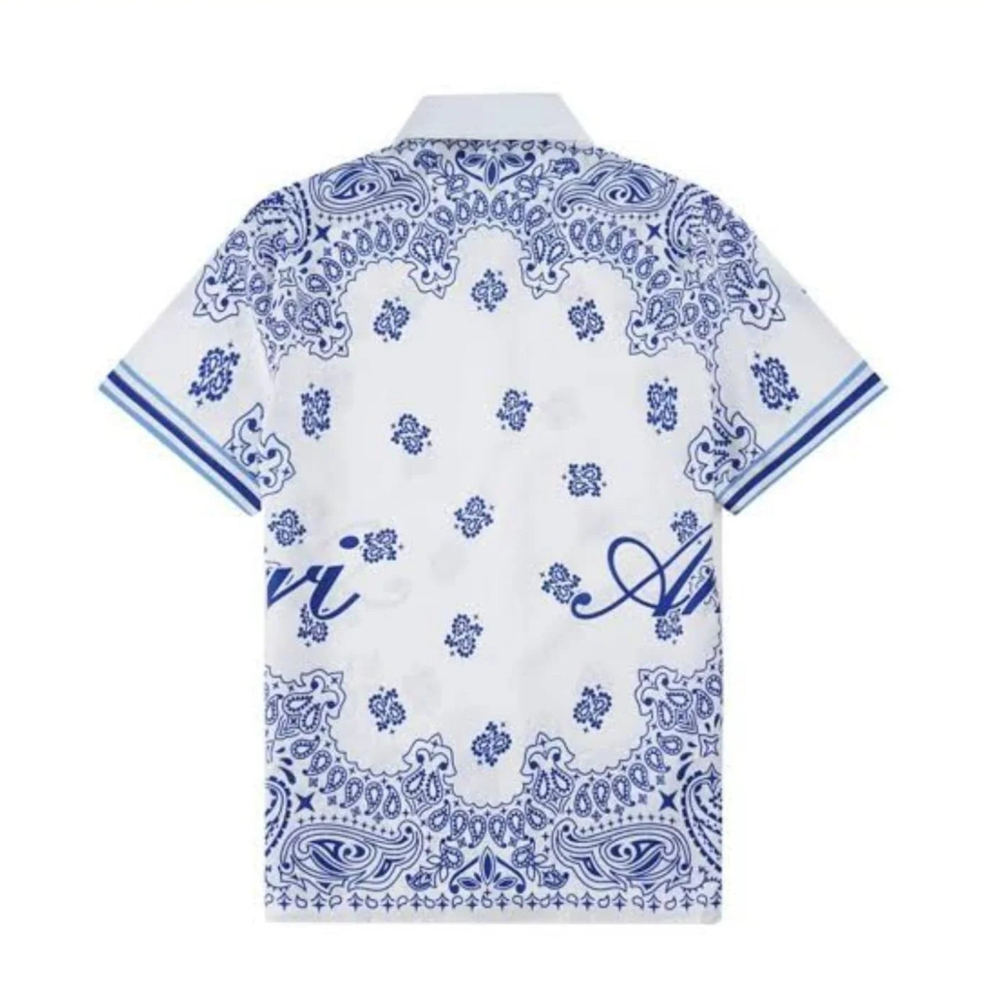 Amiri Blue Bandana Polo Shirt Amiri Bandana Short Sleeve Polo In