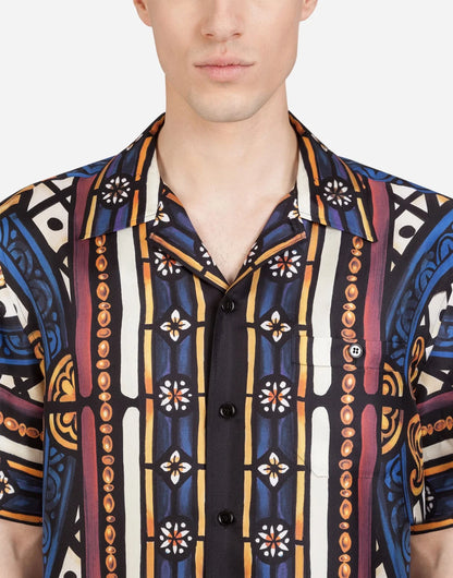 DOLCE & GABBANA || SILK HAWAII SHIRT WITH LION PRINT - FASHION MYST 