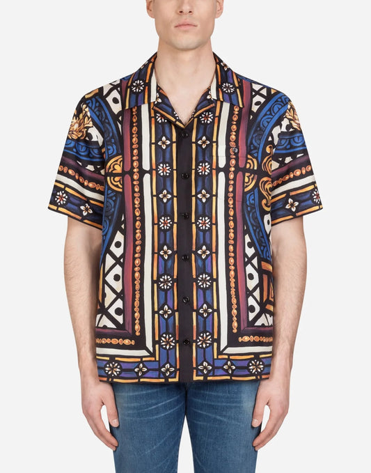 DOLCE & GABBANA || SILK HAWAII SHIRT WITH LION PRINT - FASHION MYST 