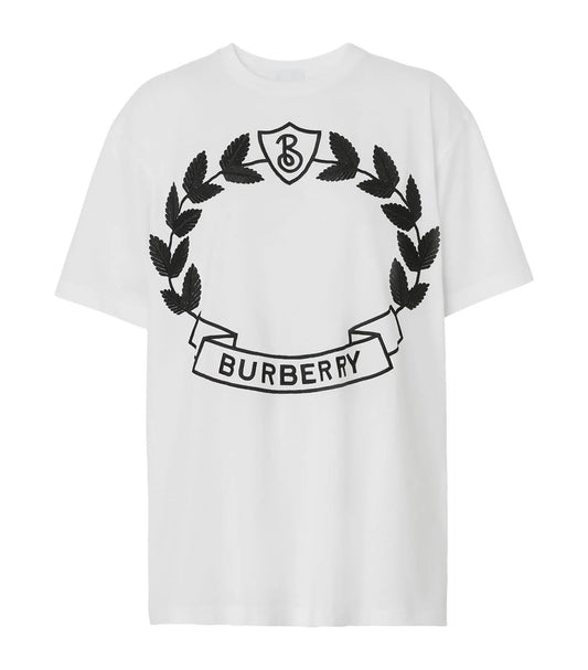 BURBERRY || Oak Leaf Crest Cotton T-shirt In White-Women - FASHION MYST 