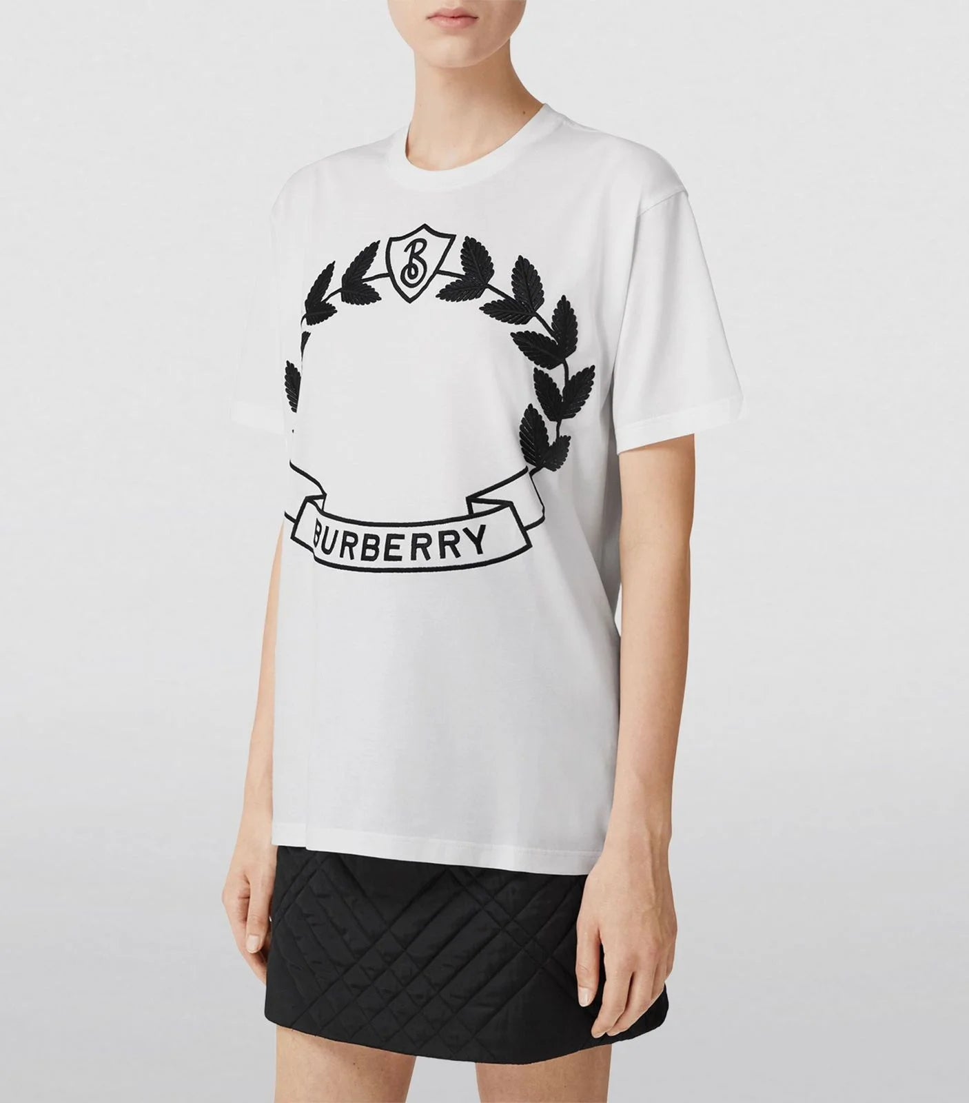 BURBERRY || Oak Leaf Crest Cotton T-shirt In White-Women - FASHION MYST 