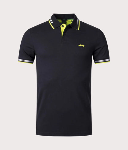 HUGO BOSS || Men's Black Paddy Collar Stripe Polo - FASHION MYST 