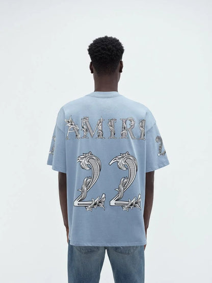 AMIRI || OVERSIZED AMIRI 22 TEE ASHLEY BLUE - FASHION MYST 