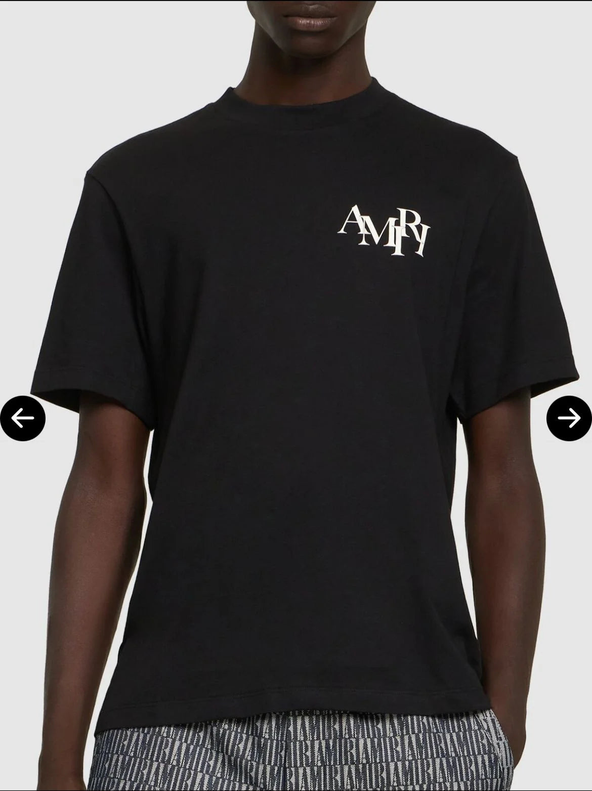 AMIRI || Men's Black staggered Logo T-shirt - FASHION MYST 