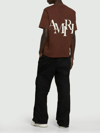 AMIRI || Men's Brown staggered Logo T-shirt - FASHION MYST 