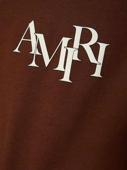 AMIRI || Men's Brown staggered Logo T-shirt - FASHION MYST 