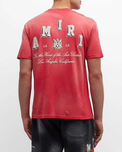 AMIRI || Vintage Collegiate Logo-Print T-Shirt / Red - FASHION MYST 