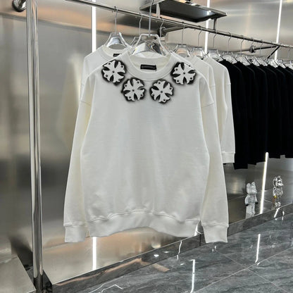 CHROME HEARTS || White Embellished Crewneck Sweatshirt - FASHION MYST 