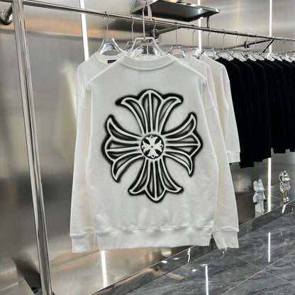 CHROME HEARTS || White Embellished Crewneck Sweatshirt - FASHION MYST 