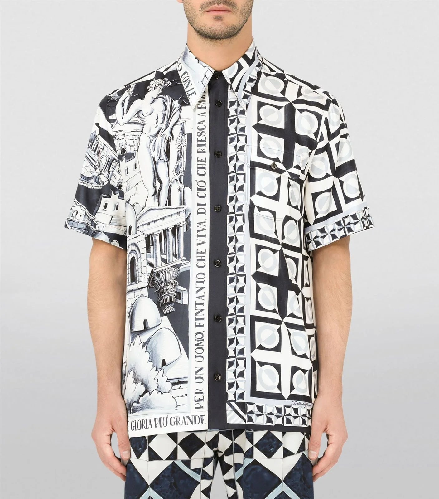 DOLCE & GABBANA || Silk Printed Hawaiian Shirt - FASHION MYST 