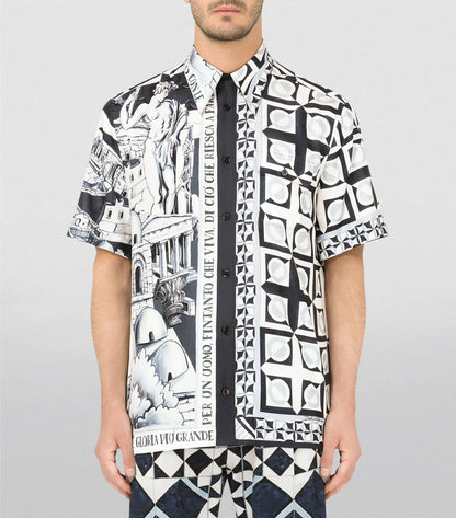 DOLCE & GABBANA || Silk Printed Hawaiian Shirt - FASHION MYST 