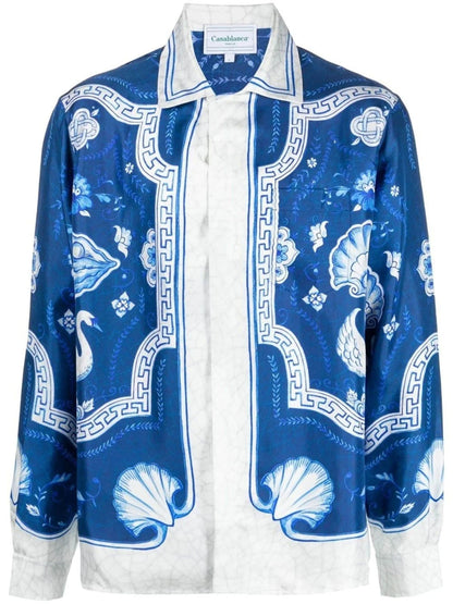 CASABLANCA || Blue 'Plat A Dessert' Shirt - FASHION MYST 