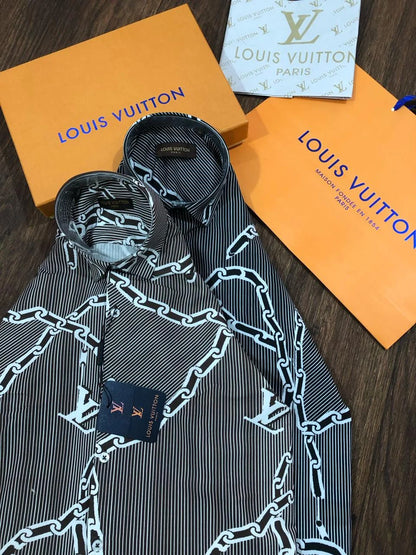 LOUIS VUITTON || Chain Print Silk Shirt For Men - FASHION MYST 