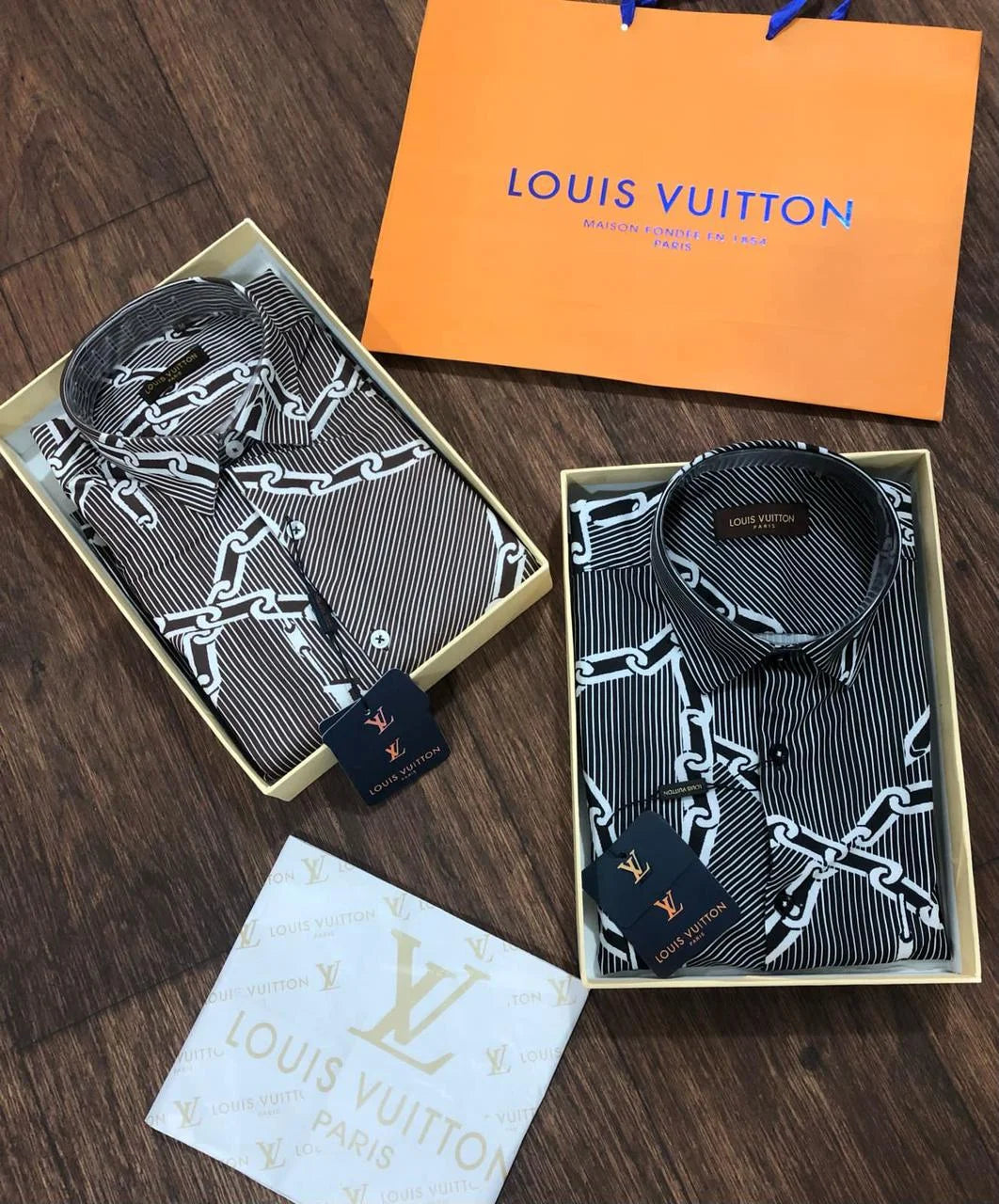 LOUIS VUITTON || Chain Print Silk Shirt For Men - FASHION MYST 