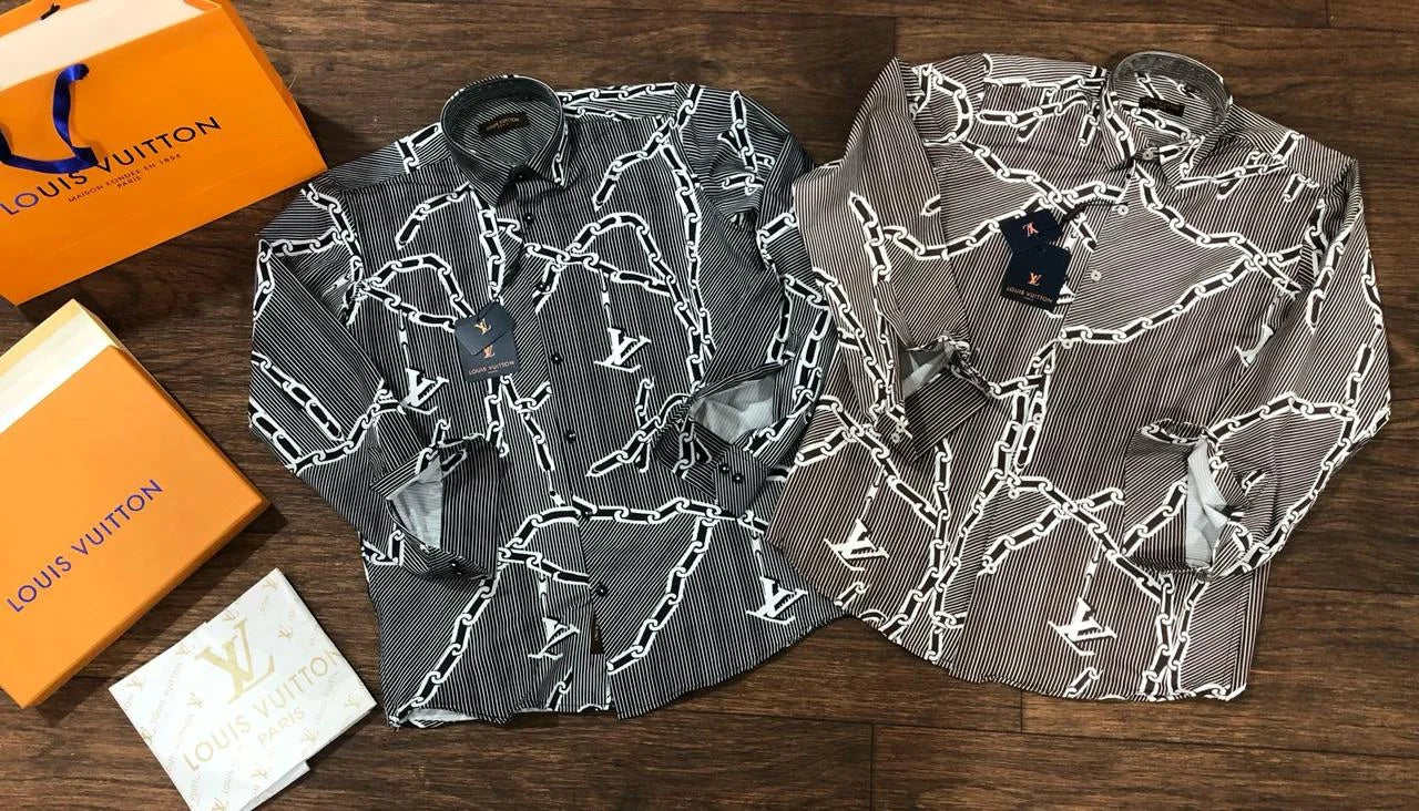 LOUIS VUITTON || Chain Print Silk Shirt For Men - FASHION MYST 